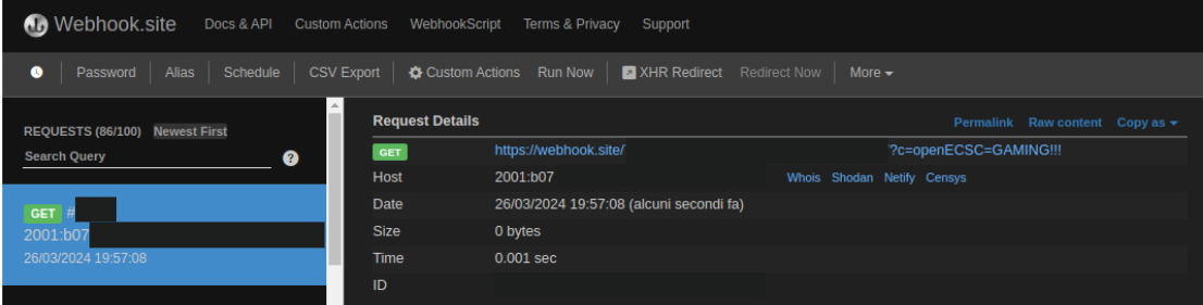 Example webhook result