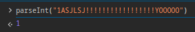 Example of parseInt function behavior